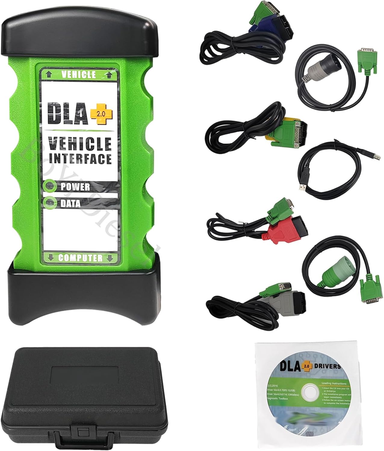 New DLA 2025 V2 Diagnostic Software+2.0 Adapter Kit Truck Diagnostic Tool Scanner for J P- R 0 Diesel Heavy Duty Trucks Fleet Maintenance(DLA 2.0 Tool with Software)