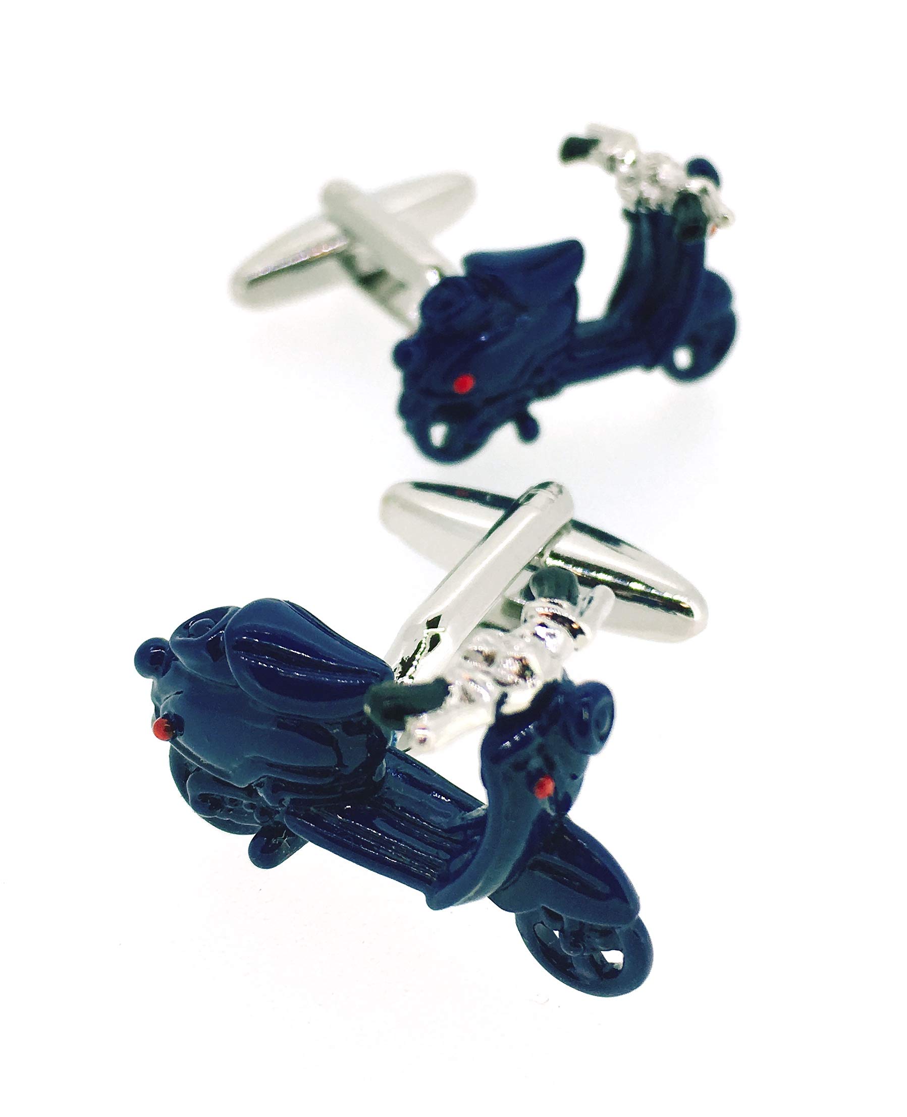 Gemelolandia | Gemelos para Camisa Moto 3D Azul Gemelos Originales Para Camisas | Para Hombres y Niños | Regalos Para Bodas, Comuniones, Bautizos y Otros Eventos
