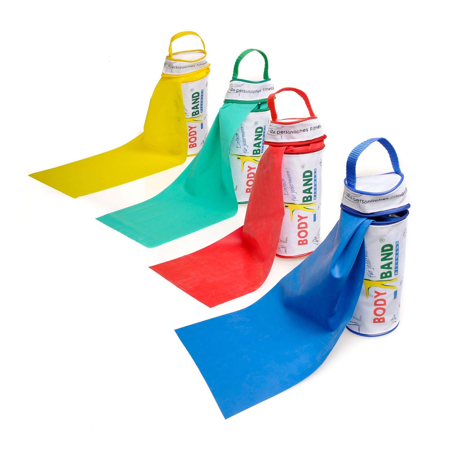 Opaska do ćwiczeń Dittmann - dostępna w różnych kolorach i długościach, e) Alle 4 Farben, j) Alle 1 x (2,5m) - 4 Bänder