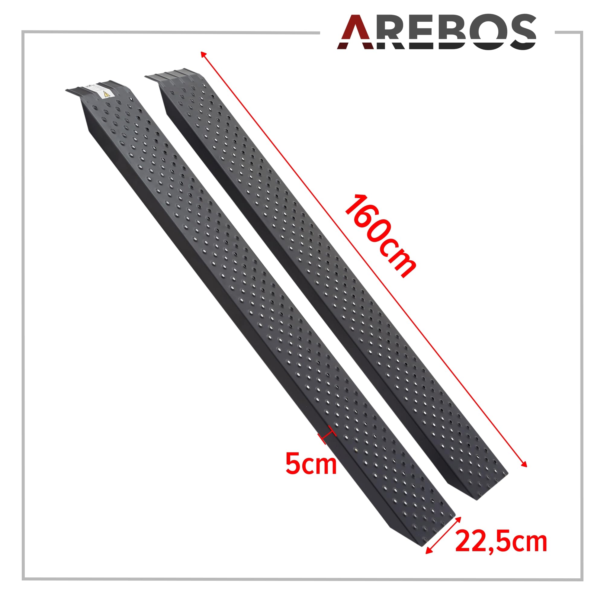 Arebos 2 rampe di carico per moto, in acciaio zincato, 200 kg per pezzo, 400 kg per coppia, binari di carico per moto, ATV, quad, auto, rampa per rimorchio, antracite
