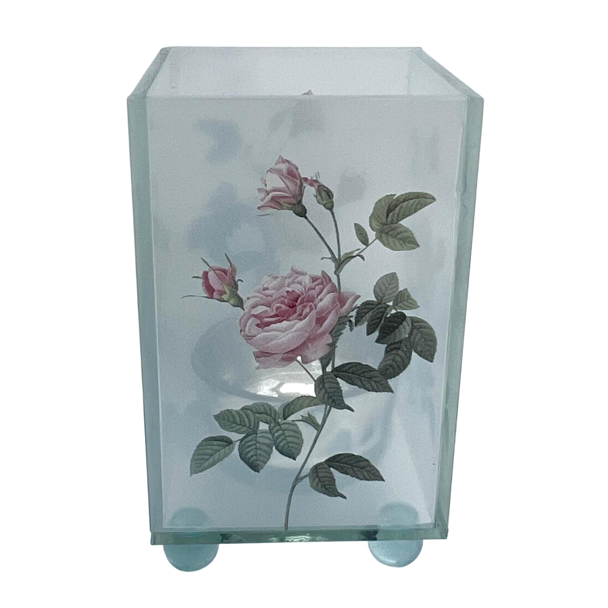 Elegant Rose Glass 6cm (w) x 10cm (h), Transparent With Sunflower Design