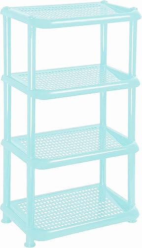 Mintra Home Bastidores de almacenamiento de plástico ligeros (estante rectangular, verde azulado)