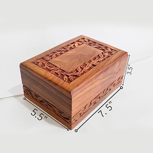 Miniatura 3 de Urnas de cremación de palisandro para cenizas humanas, adultos, hombres y mujeres, borde de madera, caja de urnas decorativas grabadas y ataúd para