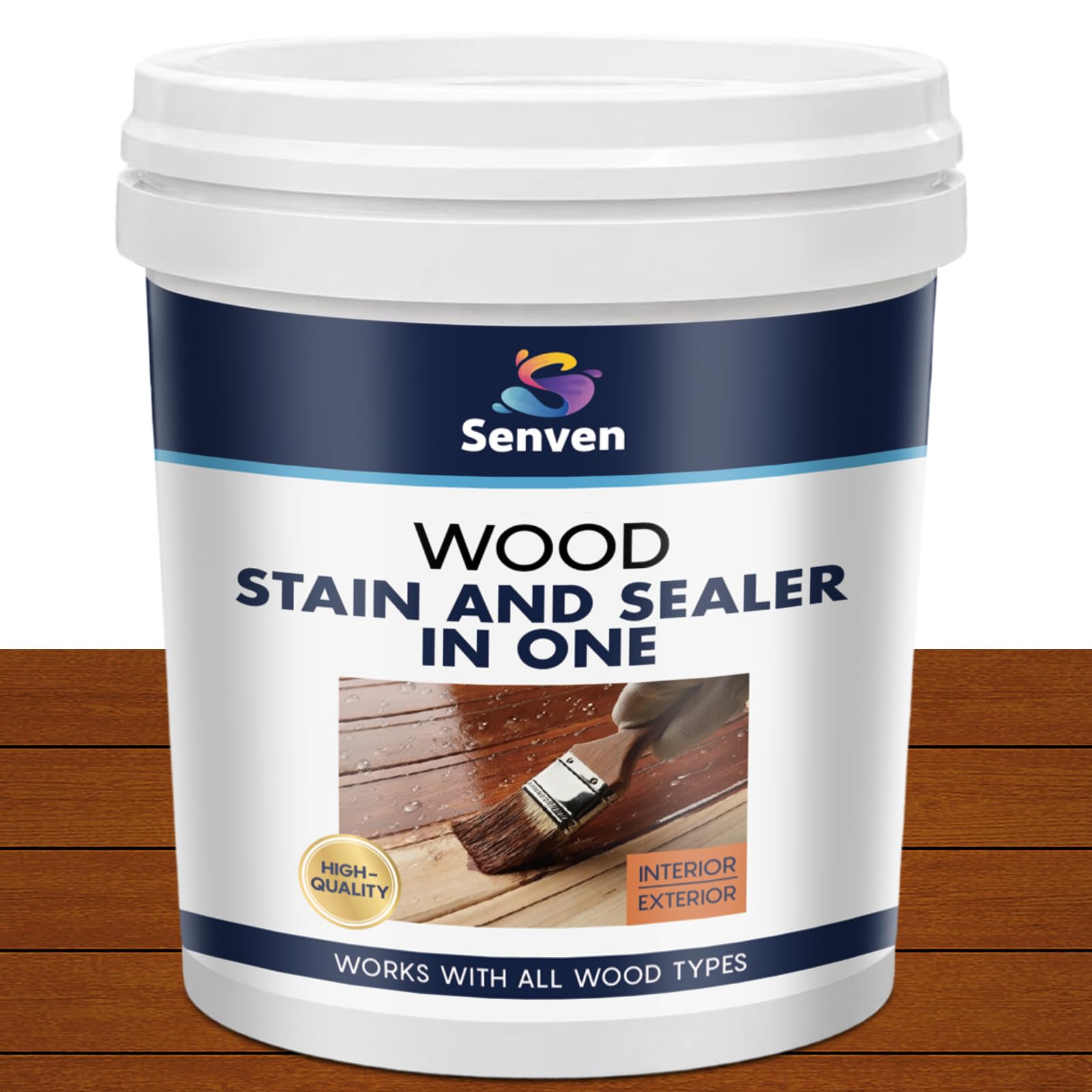 Wood Stain and Sealer in One, Water Based Non-Toxic, Fast Dry, Waterproof Interior &amp; Exterior Wood Stain &amp; Wood Sealant for Furniture, Decks, Fences, Cabinets, Pergolas, Wood Siding, 5 Gallon, Teak