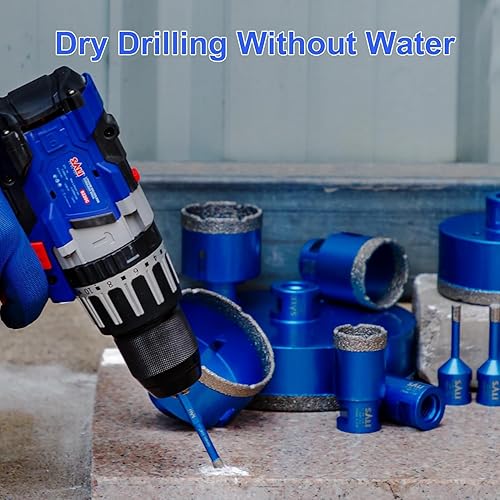 Miniatura 6 de SALI Brocas de núcleo de diamante de 1-34 pulgadas (1.772 in), sierras de agujero soldadas al vacío con rosca 58-11 para azulejos de porcelana de