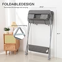 Vista 7 de Portable Baby Changing Station with Adjustable Height - Foldable Diaper Table with Wheels,Waterproof Pad, Safety Belt & Large Storage Racks, Ideal