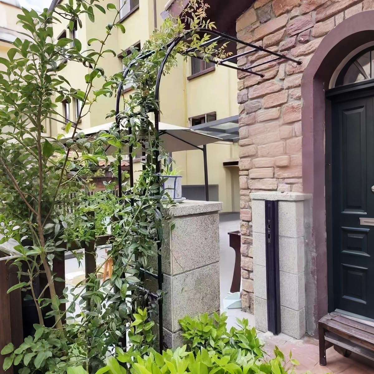 Arco per Rose, Archetto da Giardino, 270 220 180 60 90 120 150 240 cm Semiarco Traliccio per Rampicanti, Supporto in Acciaio, Resistente alle Intemperie Archi(Nero,WxH 150x240cm)