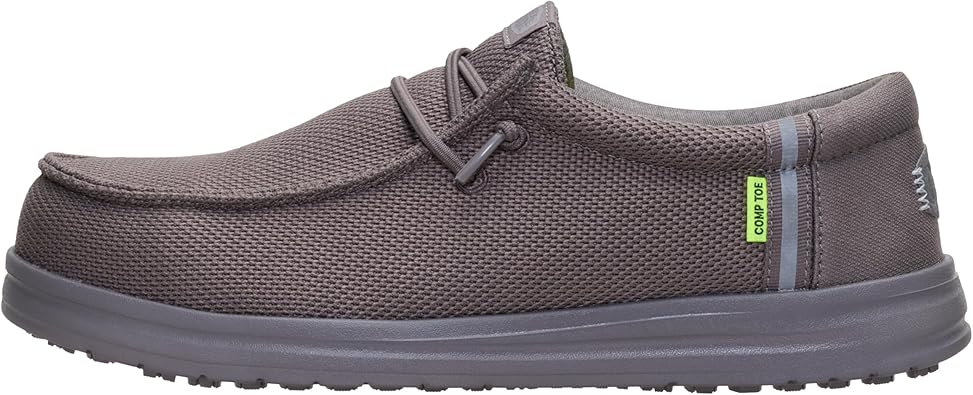 HEYDUDE Mens Wally Work CT | Metal-Free Composite Toe | Water-Repellent, Slip-Resistant Work Shoes | All-Day Comfort