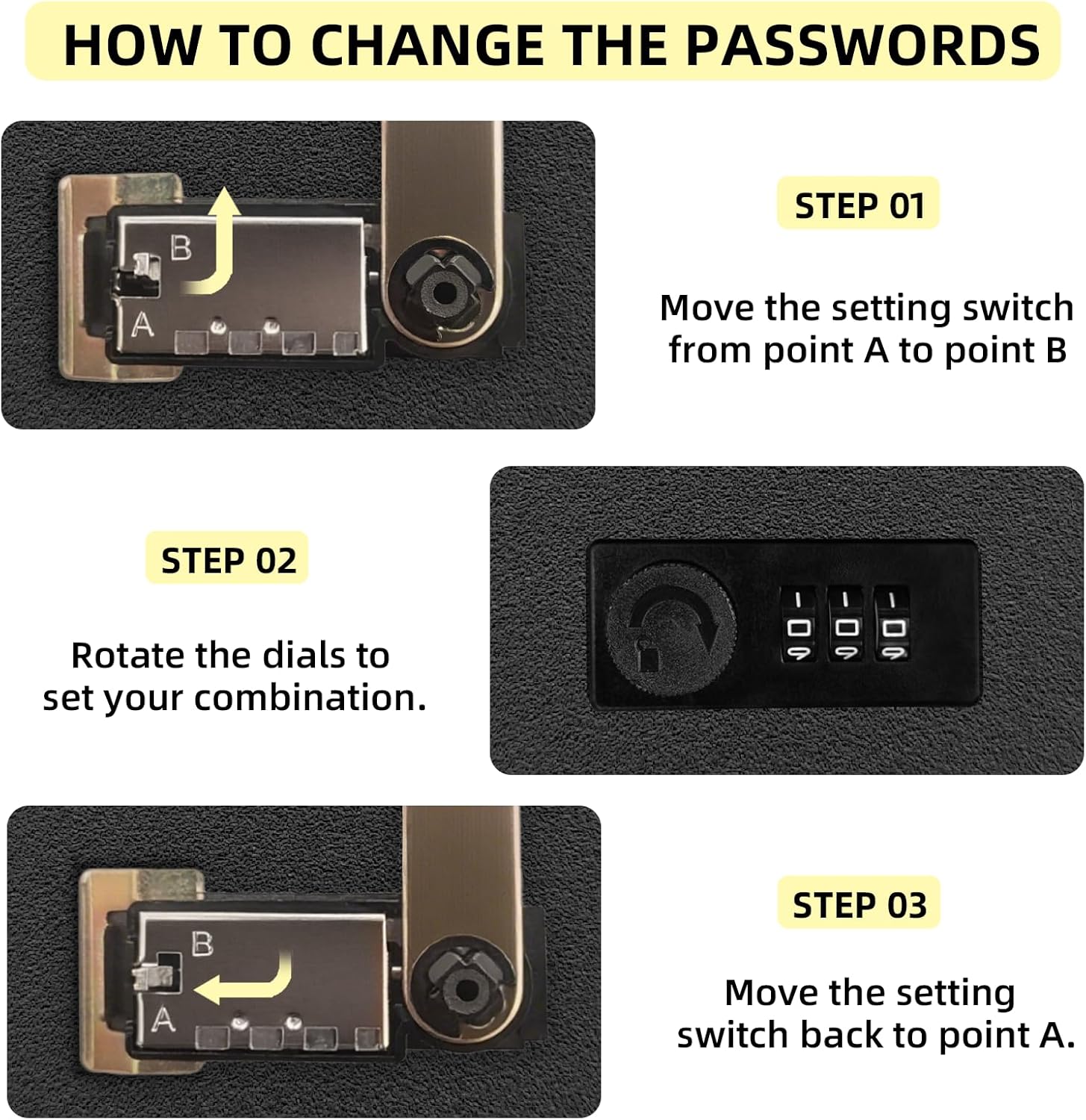 Mailboxes for Outside, Wall Mount Locking Security Mailbox with Combination Lock and 3 Sets Mail Box Numbers, Large Capacity Steel Cover Metal Postbox for Outdoor, 13.8X10.8X3.25 Inch Black