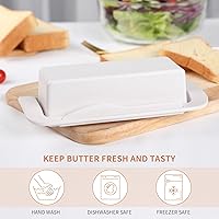 Vista 4 de Mantequillera de bambú con tapa y cuchillo, pequeño recipiente para mantequilla para un palo de mantequilla, recipiente para mantequilla