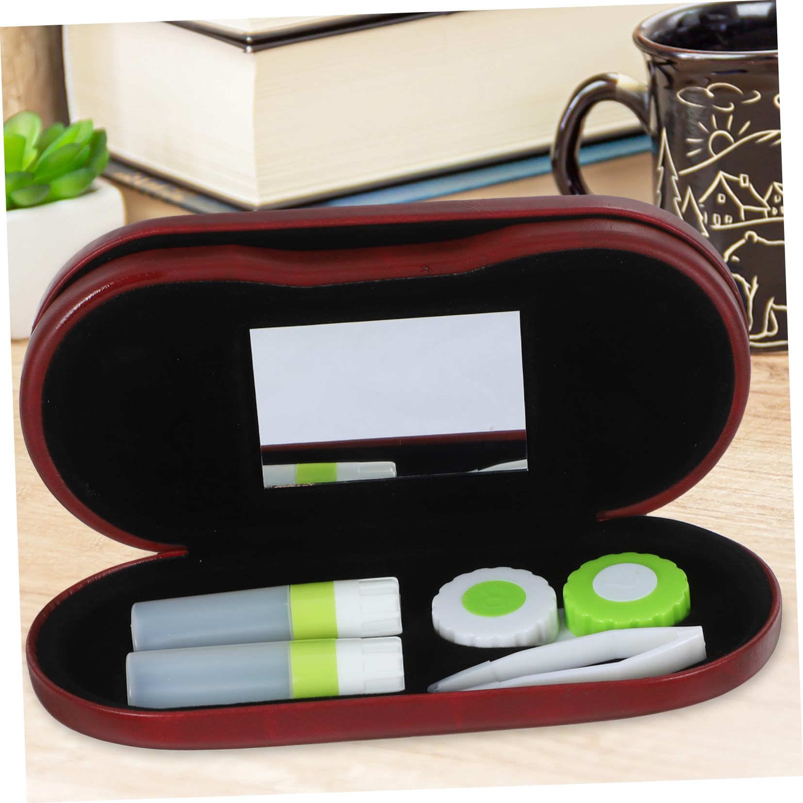 BESTYASH 4 Sätze Brillenetui Brillenbehälter Objektive Brillentrage-Organizer Gläser Fall Aufbewahrungsbox für Brillen Hartschalenetui für Sonnenbrillen Etui für Brillen Pu rot