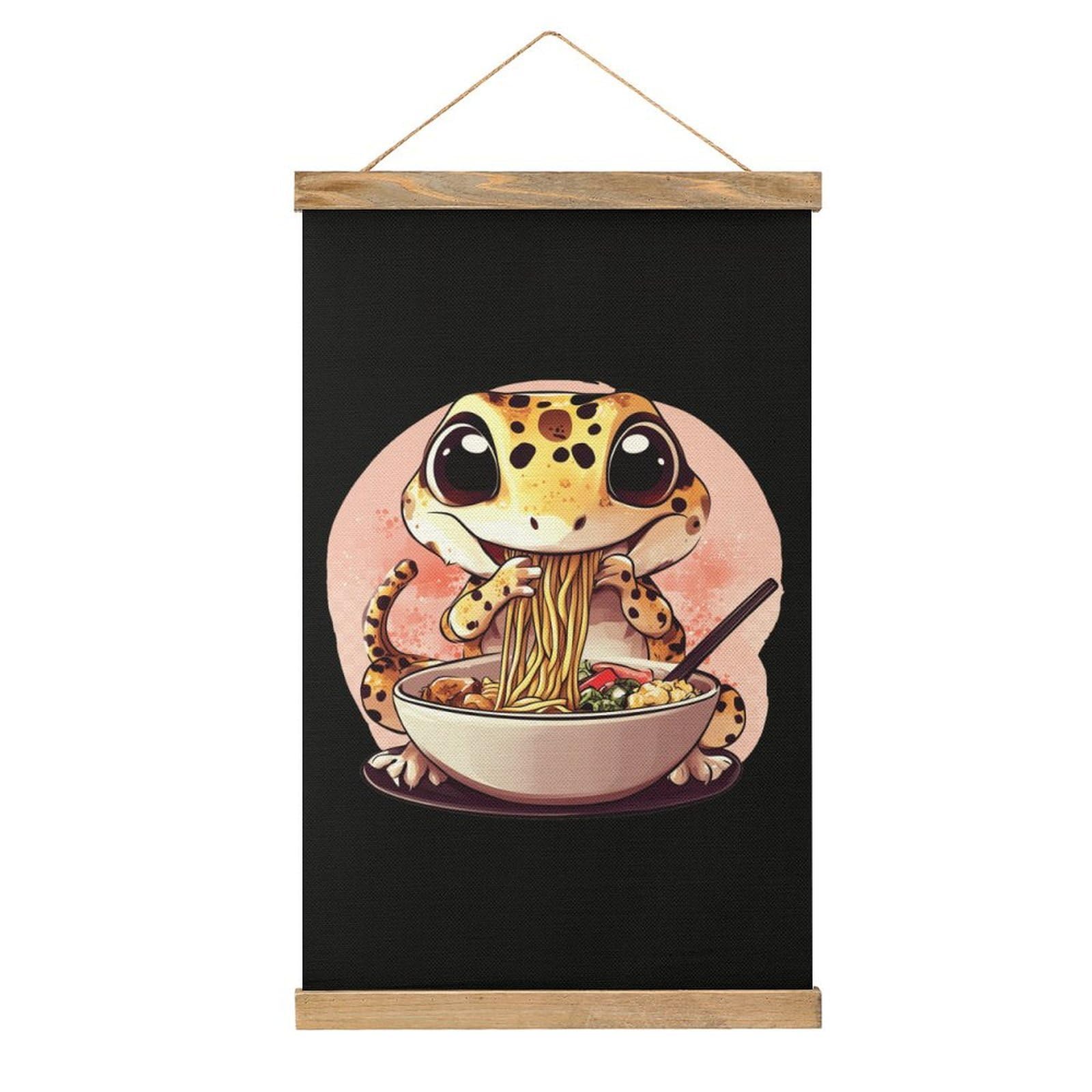 CGSBNGHA Japanese Ramen Leopard-Gecko Wall Art Prints Linen Hanging Painting Scroll Paintings Pictures Decor for Home