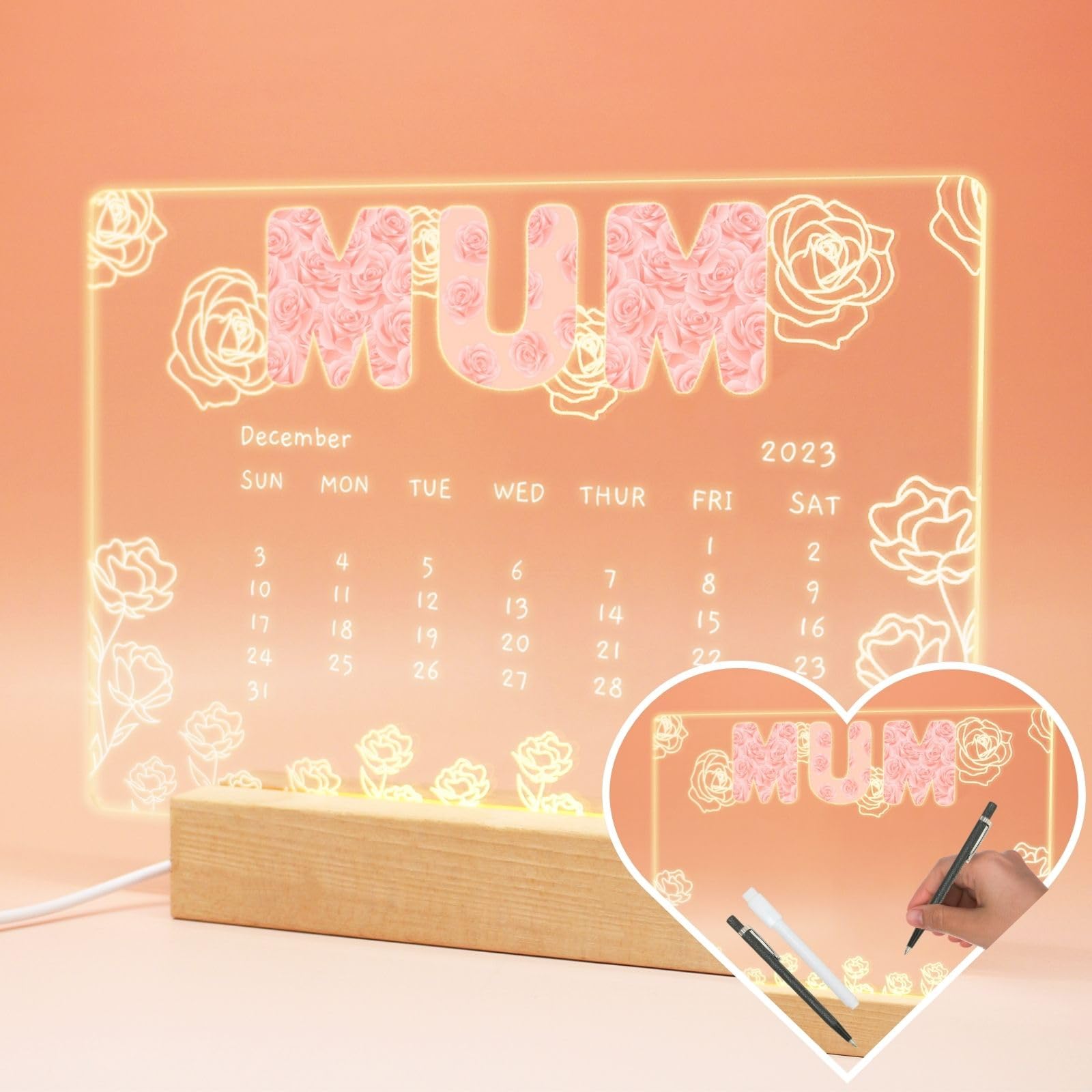 Uniqicon Gifts for Mum from Husband, Acrylic Mum Plaque Presents with Writing Pens, Christmas Gifts for Best Mum, Mother in Law