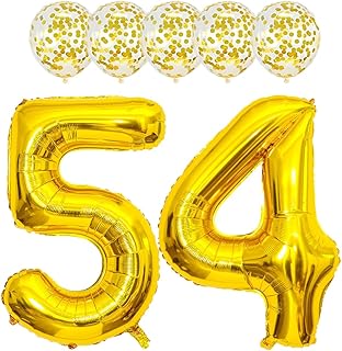 Gold 54 Foil Balloons 40" Jumbo Foil Balloons Confetti Balloons for 54th Birthday Wedding Anniversary Party Decorations