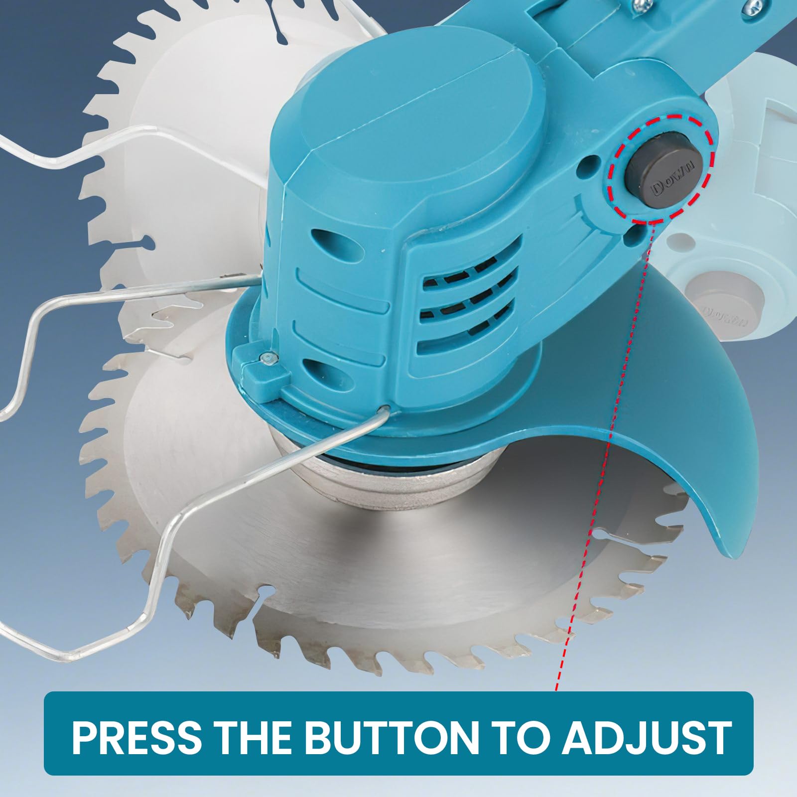 Coupe Bordure sans Fil,Debroussailleuse Electrique sans Fil,Debroussailleuse avec 2 Batteries Et Un Chargeur,Poignée Réglable,4 Types Lames Efficace pour Jardin Pelouse et Désherbage Facile (Bleu)