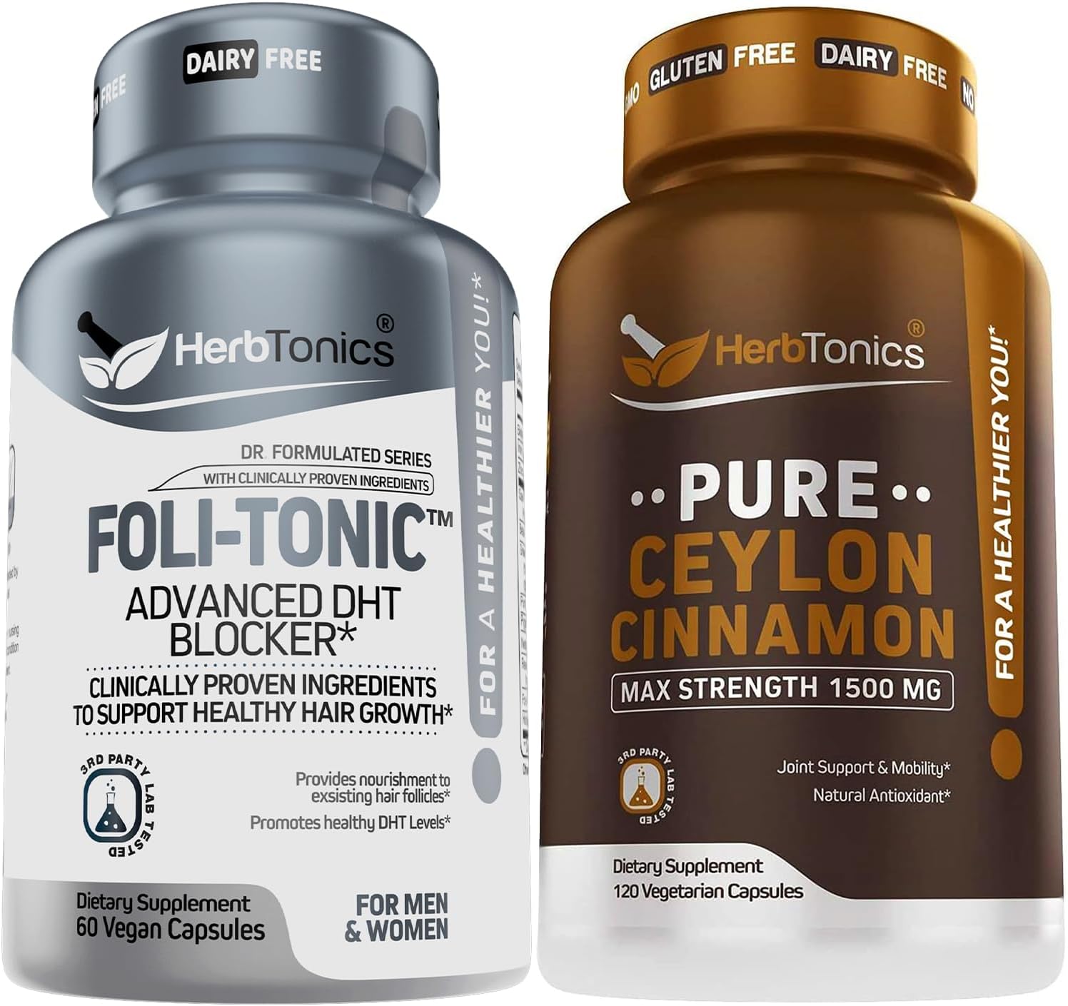 FoliTonic DHT Blocker & Hair Loss Supplement | Hair Thinning & Promotes Healthy Thicker Hair Growth - Premium Ceylon Cinnamon Capsules - Effective Cinnamon Pills for Enhanced Well-Being