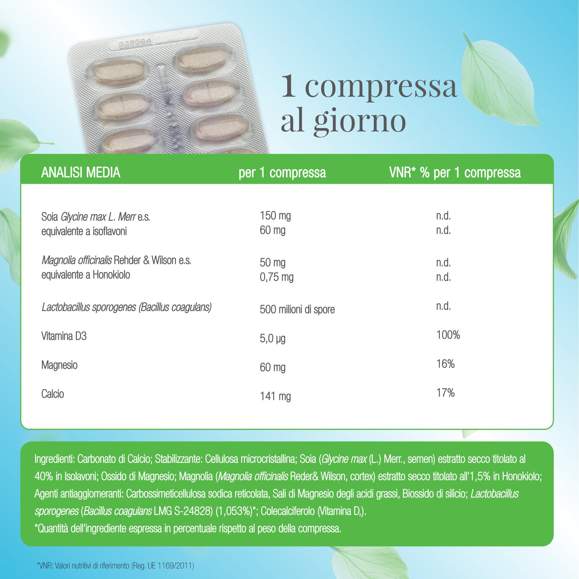 Estromineral Serena, 40 Compresse, Integratore Menopausa con Isoflavoni di Soia, Fermenti Lattici, Magnolia, Calcio, Magnesio e Vitamina D3, Senza Glutine e Senza Lattosio