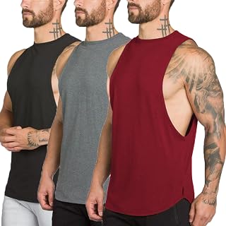 ZUEVI Men's Muscle Cut Off Tank Tops Bodybuilding Fitness Sleeveless Gym Shirts Workout Stringer Tee Shirt
