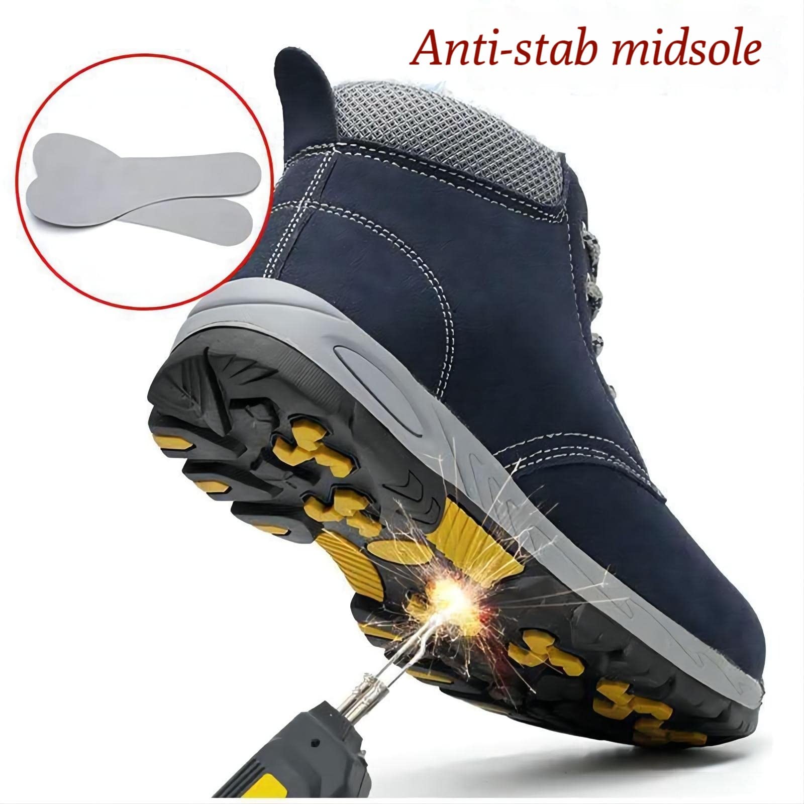 Bota De Seguridad Otoño Invierno,Puntera De Acero Ligera Para Hombre,Zapatos De Trabajo Cómodos,Antideslizante Resistente A Pinchazos,Seguridad Industrial Transpirable (Beige 42