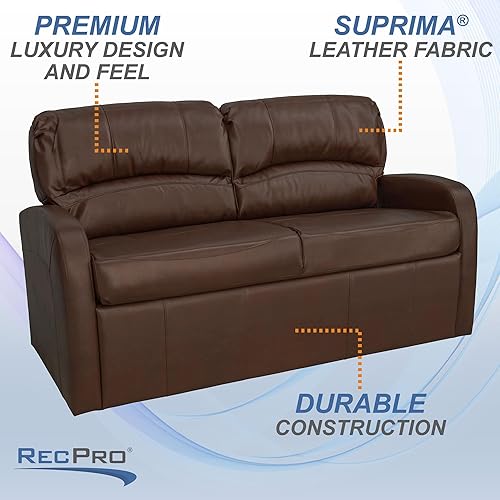 Miniatura 28 de RecPro Charles - Sofá cama de 65 pulgadas con cuchillos Jack con brazos, muebles de autocaravana, abrazador de pared cero (café)