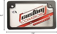 Vista 5 de Custom Combos 92776 Combo de armazón y protección para placa de vehículo irrompible y transparente para motocicleta con armazón negro