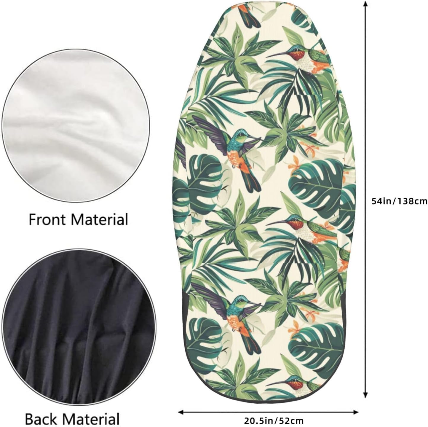 Hummingbird and Palm Leaves Car Seat Covers Universal 2 Pcs Auto Front Seat Cover Fit Most Cars,SUV,Sedan,Trucks