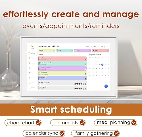 Miniatura 5 de Calendario digital de 15.6 pulgadas, calendario electrónico de tareas familiares, planificador semanal y mensual inteligente, pantalla táctil IPS de