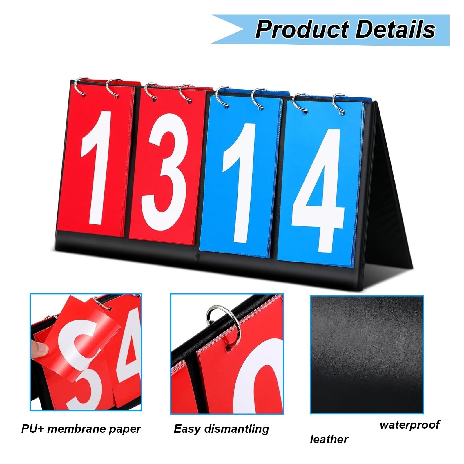 Digitale Flip-Anzeigetafel, tragbar, 2/4/6-Digital Tabletop Flip Scoreboard Rot und Blau for Sport