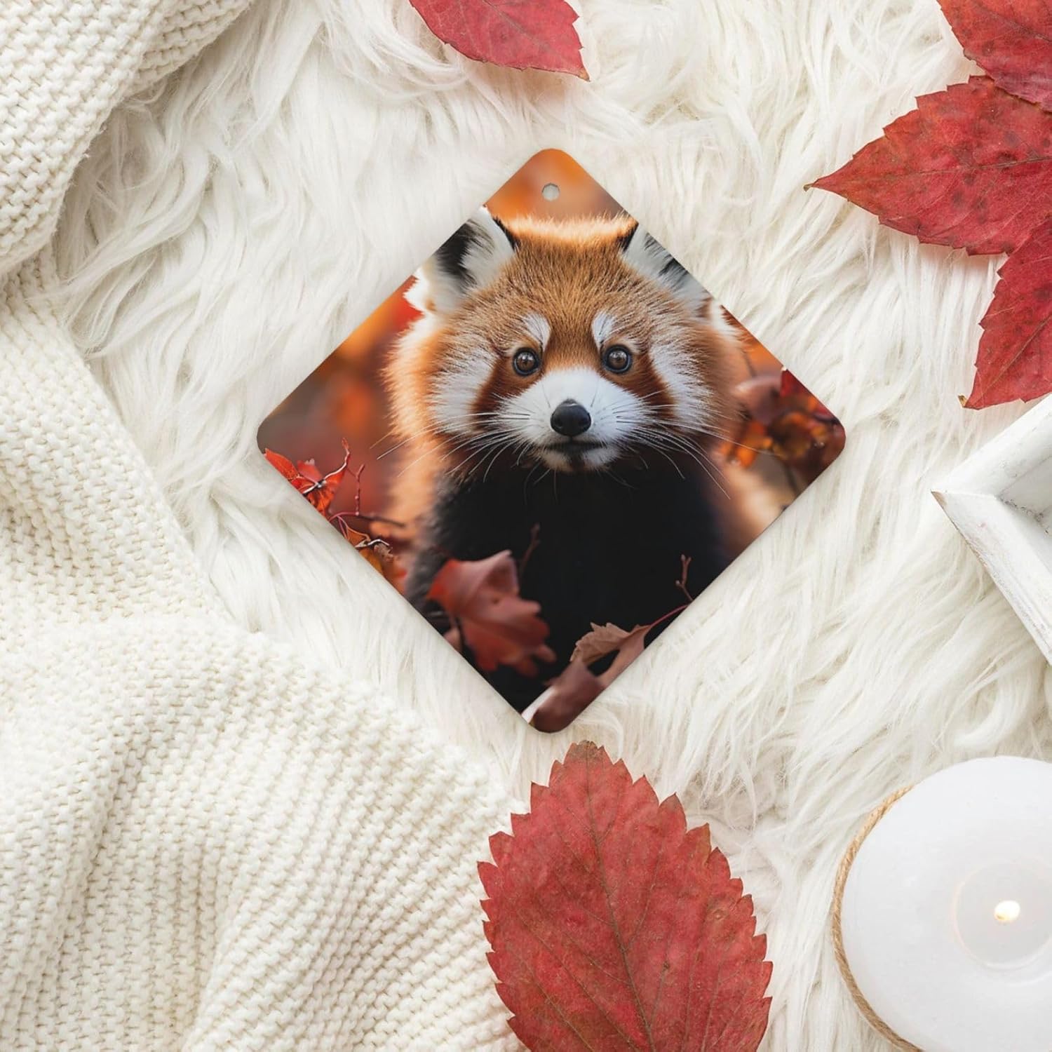 Car Air Freshener 24 PCS Red Panda Hanging Car Air Fresheners Auto Interior Decor Card Freshener Strong Scented Card Lavender Cars Scents for Office Bedroom Close Drawer Square