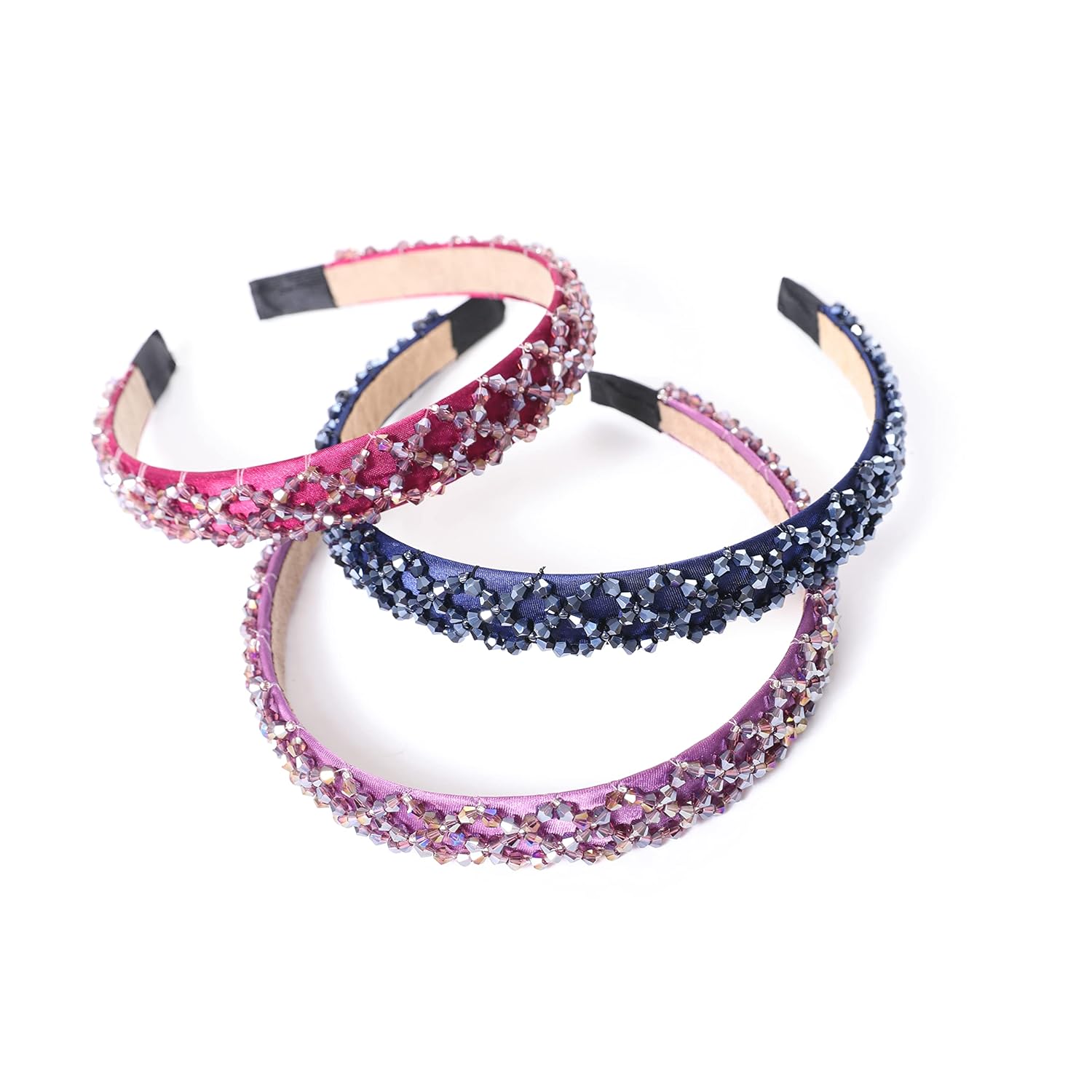 Crystal Rhinestone Headbands for Women Girls Bling Sparkly Headband Beaded Padded Hair Band Holiday Wedding Hair Accessories Purple - Image 5