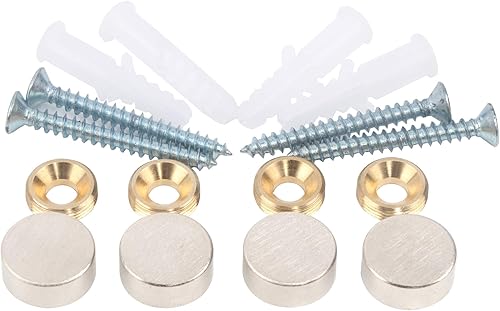 Miniatura 9 de Tornillos de espejo, clavos decorativos de espejo con tapa de latón, 1 pulgada, níquel satinado, paquete de 4 Círculo: 1.0 in,Círculo: 1,5