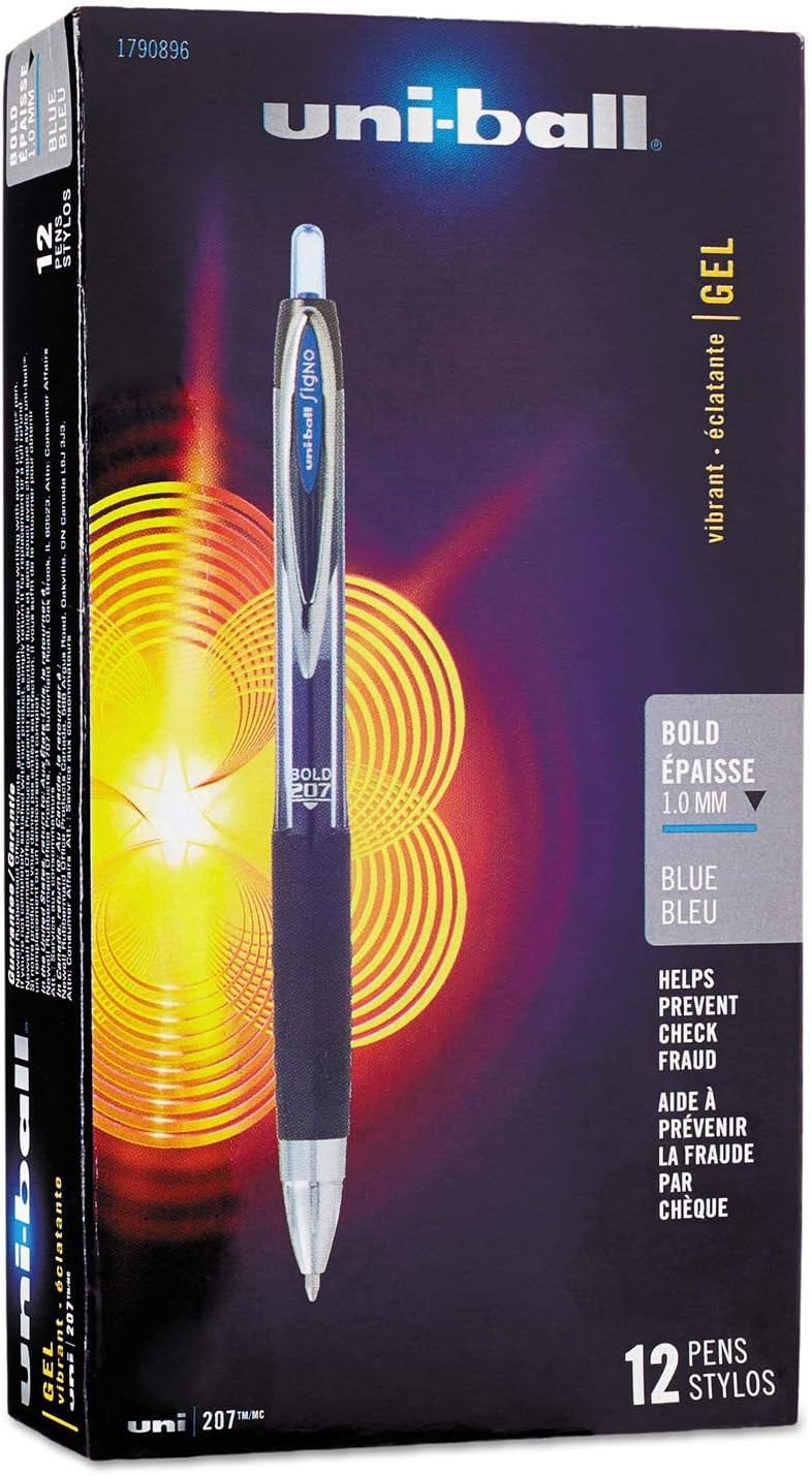 Signo 207 Roller Ball Retractable Gel Pen, Blue Ink, Bold - Dozen (Open Stock) - [Bulk Savings]