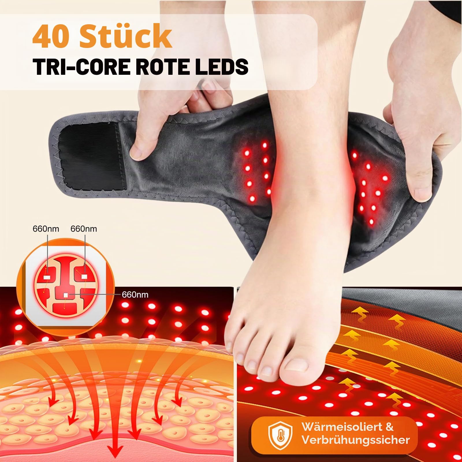 3-in-1 Fußmassagegerät mit Rotlicht, Wärme & Vibration, Kabelloses Fußmassagegerät für Durchblutung & Neuropathie, 3 Vibrationsmodi & 5 Heizstufen, Tragbares Fussmassager für Zuhause & Reise (Grau)
