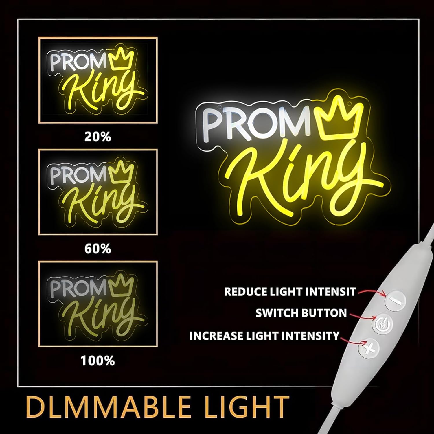 PROM King Neon Sign Graduation Congratulations Graduation Party Decor Wall Art Sign Prom King Congratulations Sign for Birthday Wedding Graduation Party Gift Wall Decor
