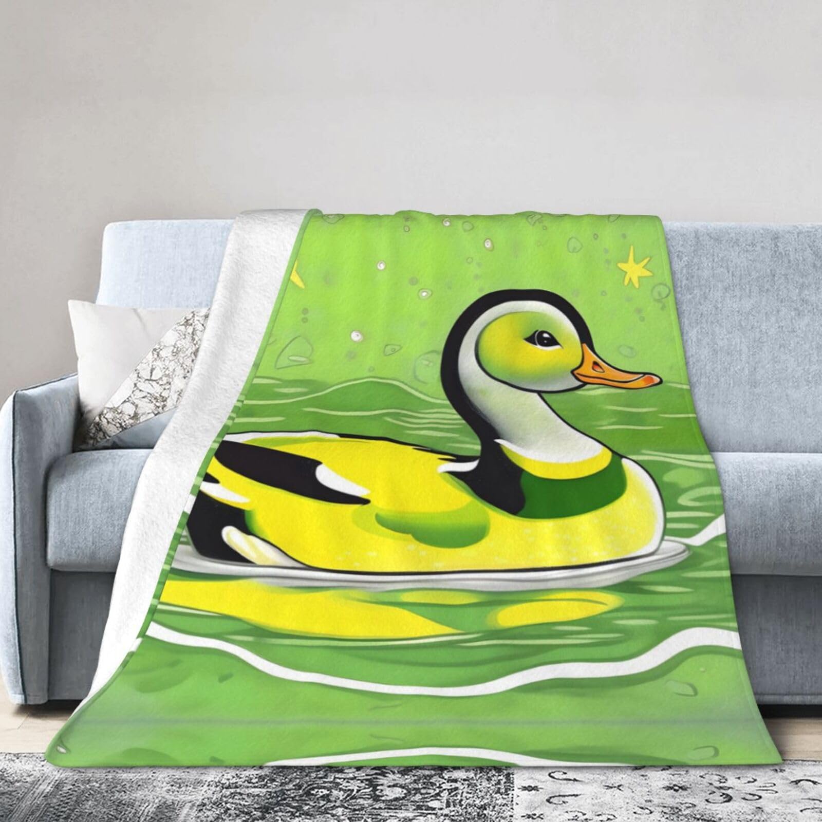 Green Duck 60"x50" Fleece Blanket, Full Size, Super Soft, Suitable for Bed, Sofa, Camping, All Seasons