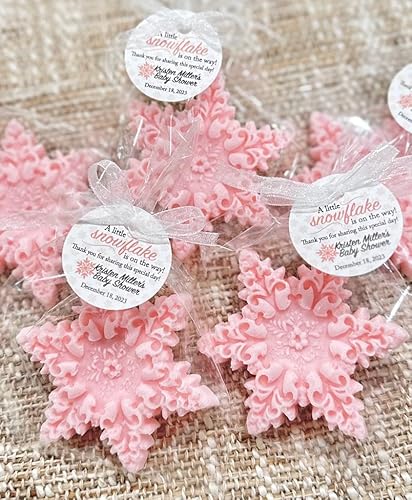 Miniatura 8 de Snowflake Soap Favors - Winter Baby Shower Decorations, Christmas Party Gift For Guests in Bulk, A Little Snowflake Is On The Way Gender Reveal,