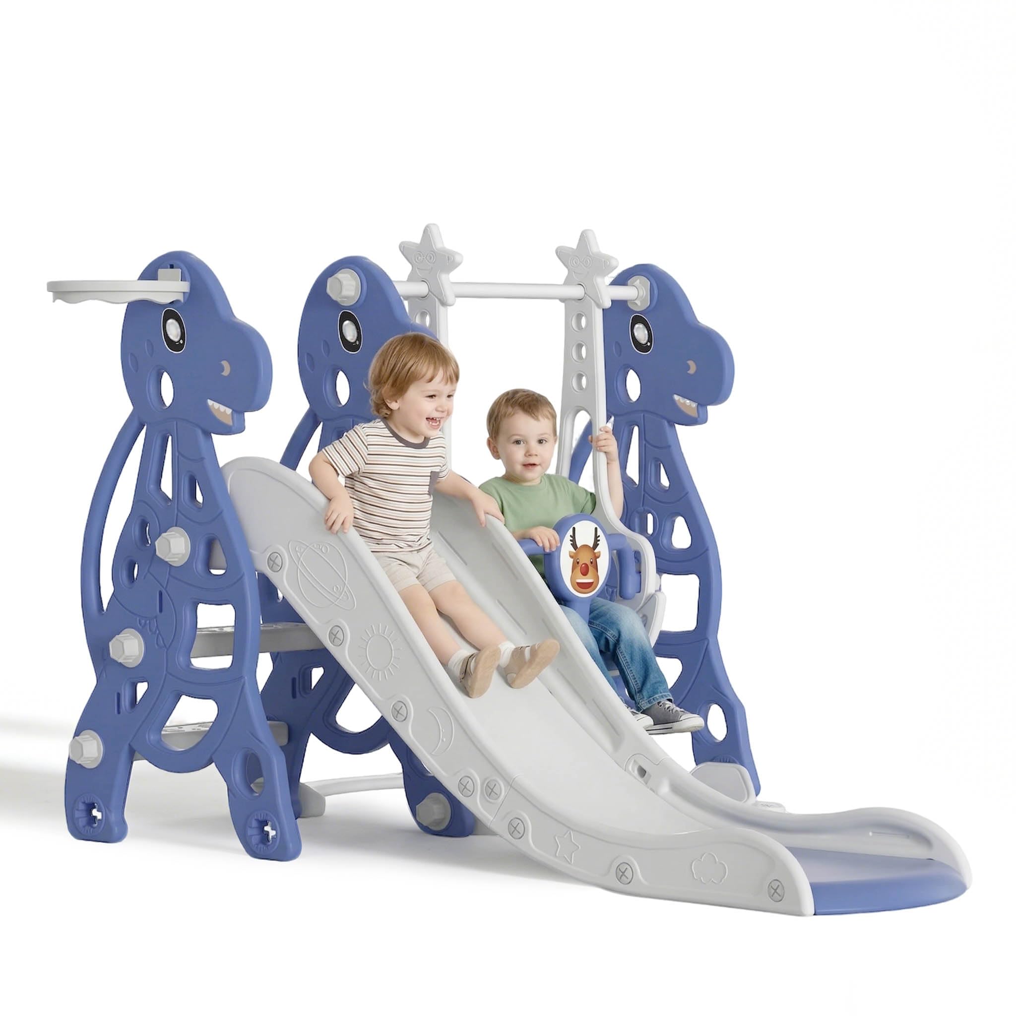 YUENFONG Scivolo e altalena per bambini 3 in 1 con cestino da basket, divertente scivolo pieghevole per bambini a partire da 1 anni, carico massimo 50 kg (tipo B)
