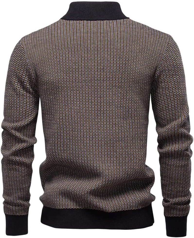 Men's Thick Sweater Men's Half Zipper Stand Up Collar Business Casual Sweaters Men