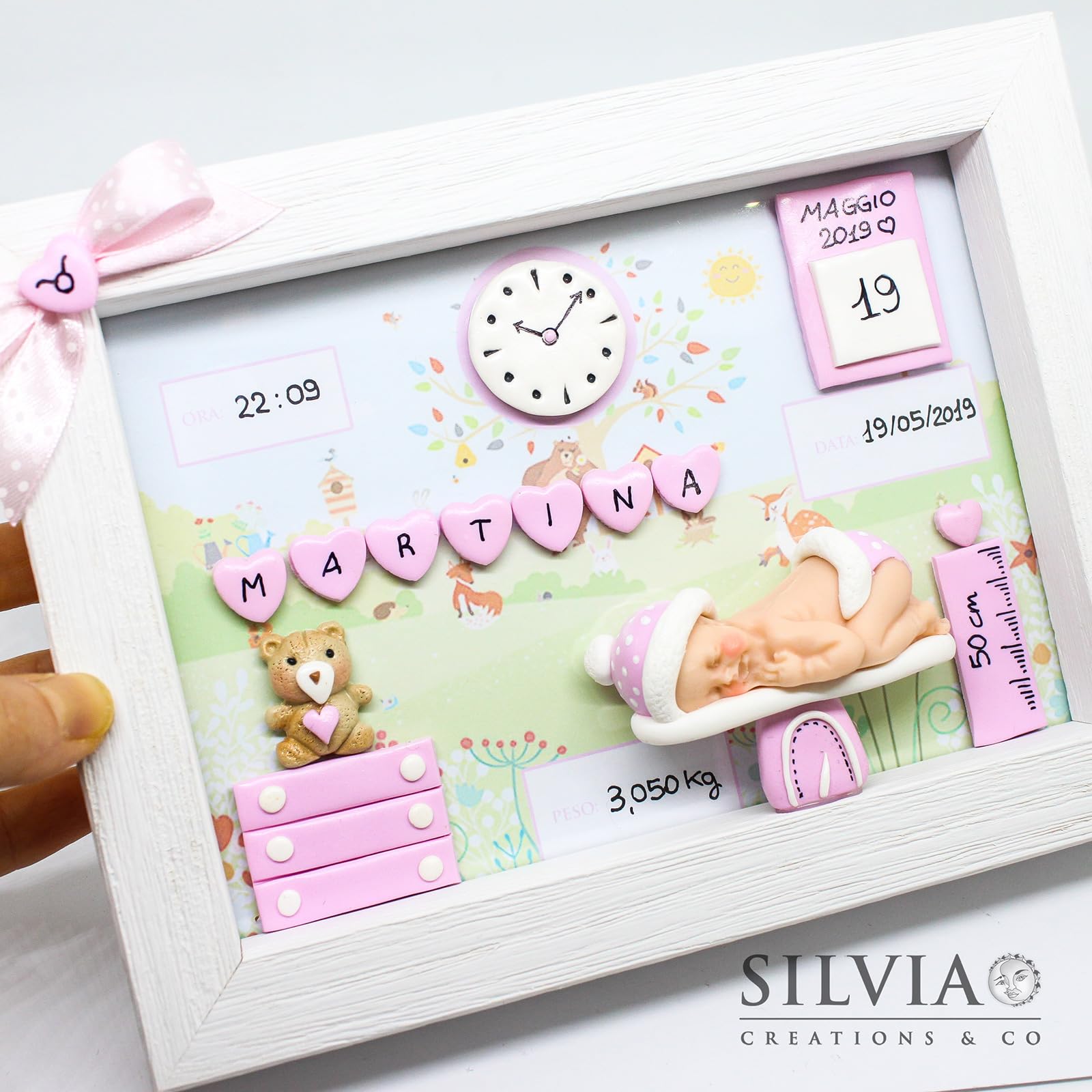Quadretto nascita bimba - idea regalo nascita