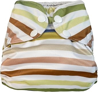 BISENKID Waterproof Cloth Diaper Cover Reusable Swim Diaper - Adjustable Outer Shell Over an Absorbent Inner Layer to Prevent Urine Blowouts - Outer Stripe, Size 2 18-35lbs