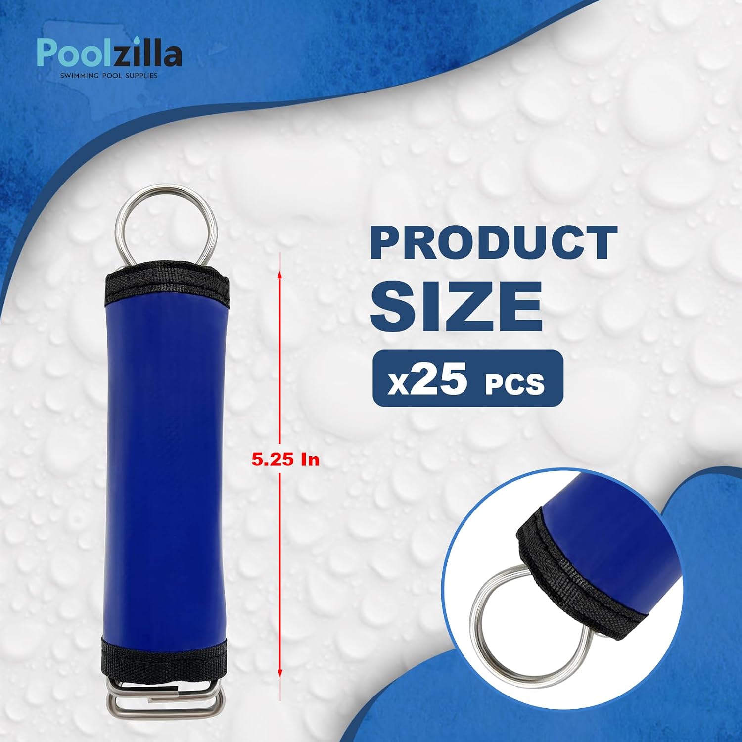 Poolzilla [25 Pool Spring Wraps for Pool Cover, Hook & Loop Blue Sleeves image 2
