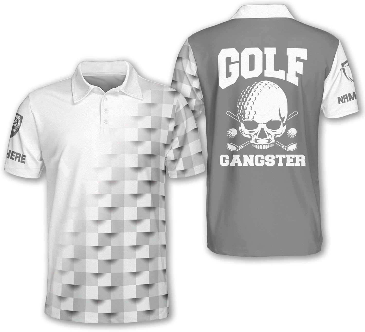 TEEMAN Custom Funny Golf Shirts for Men, Golf Shirts Short Sleeve, Gray Golf Gifts for Men, Golf Gifts for Men