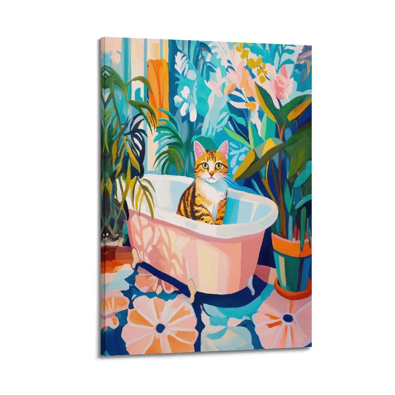 JoenTdrn Henri Matisse Funny Bathroom (2) xiu Aesthetic Canvas Wall Art Print Home Decor for Bedroom Living Room24x36inch(60x90cm) Frame-style