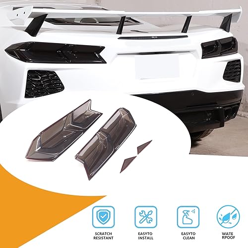 Miniatura 3 de Sekhyna Luz trasera de coche negro ahumado cubierta de protección ABS 4 piezas compatible con Chevrolet Corvette C8 Stingray 2020-2023 cubierta de