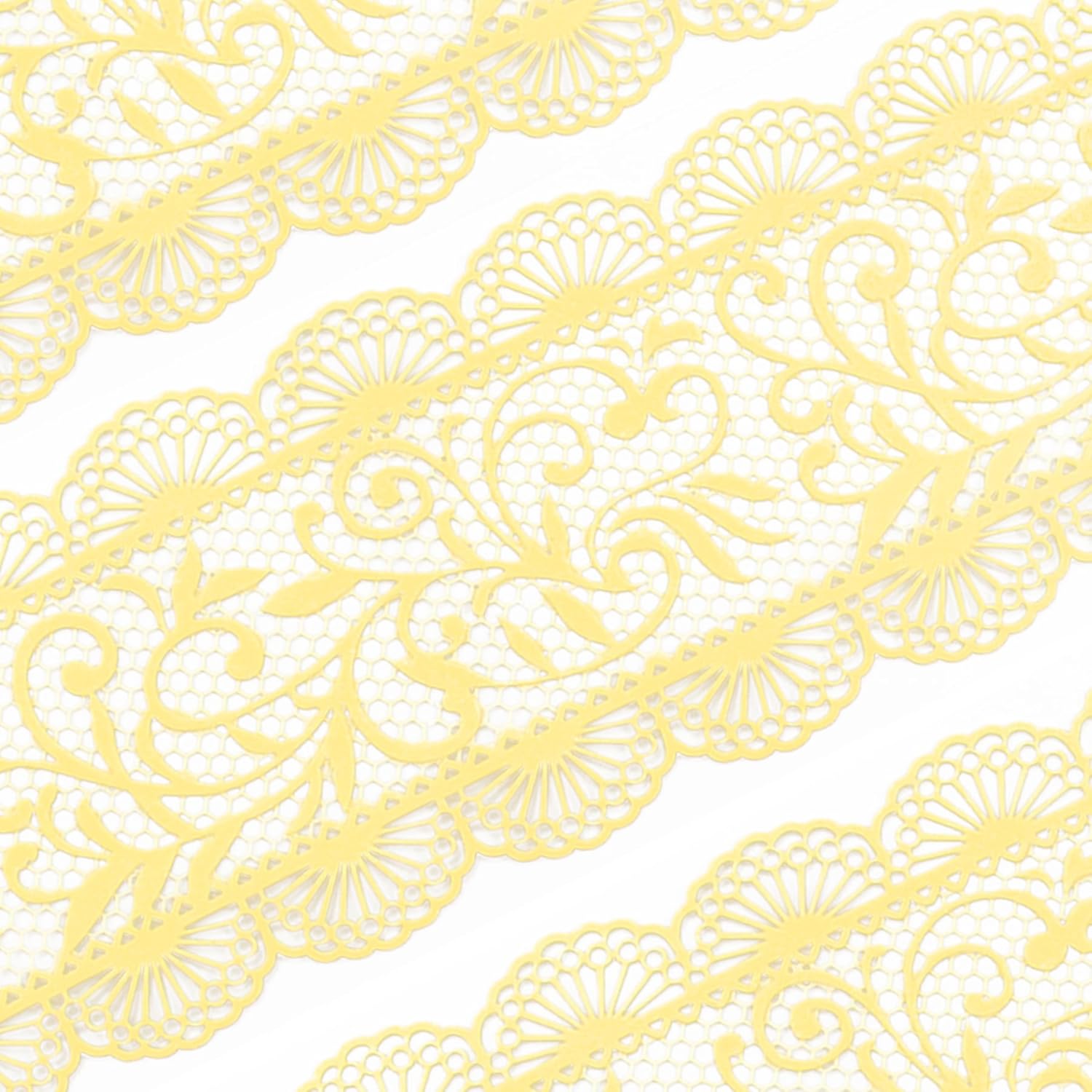 Large Pre-Made Ready to Use Edible Cake Lace Scallop Trim Yellow 14-inch 10-Piece Set