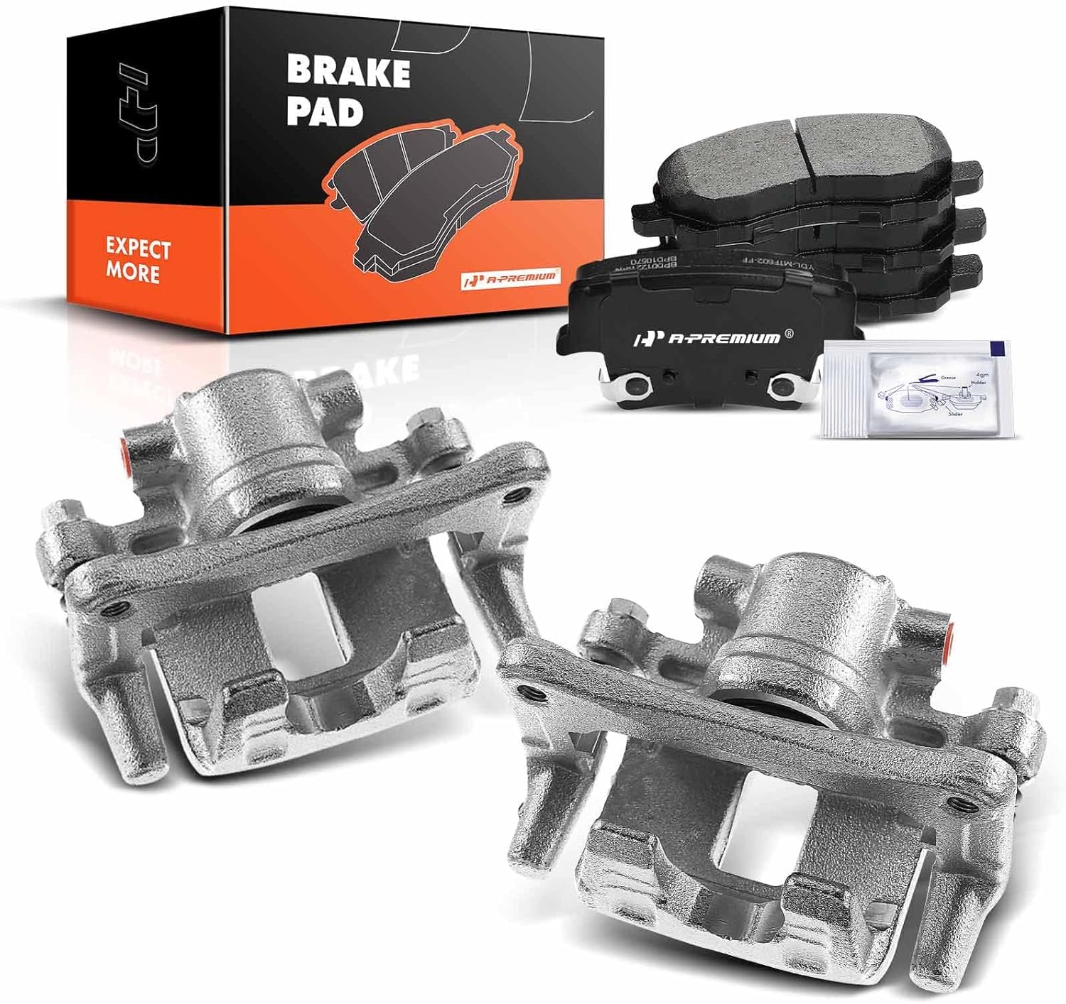 A-Premium Rear Disc Brake Calipers with Ceramic Pads Compatible with Dodge Avenger 2014-2014, 3.6L 6-PC Set