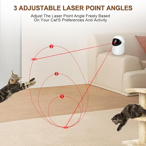 Miniatura 5 de Juguetes láser para gatos de interior, juguete interactivo para gatos, 3 modos de velocidad con temporizador, recargable, 3 rangos circulares