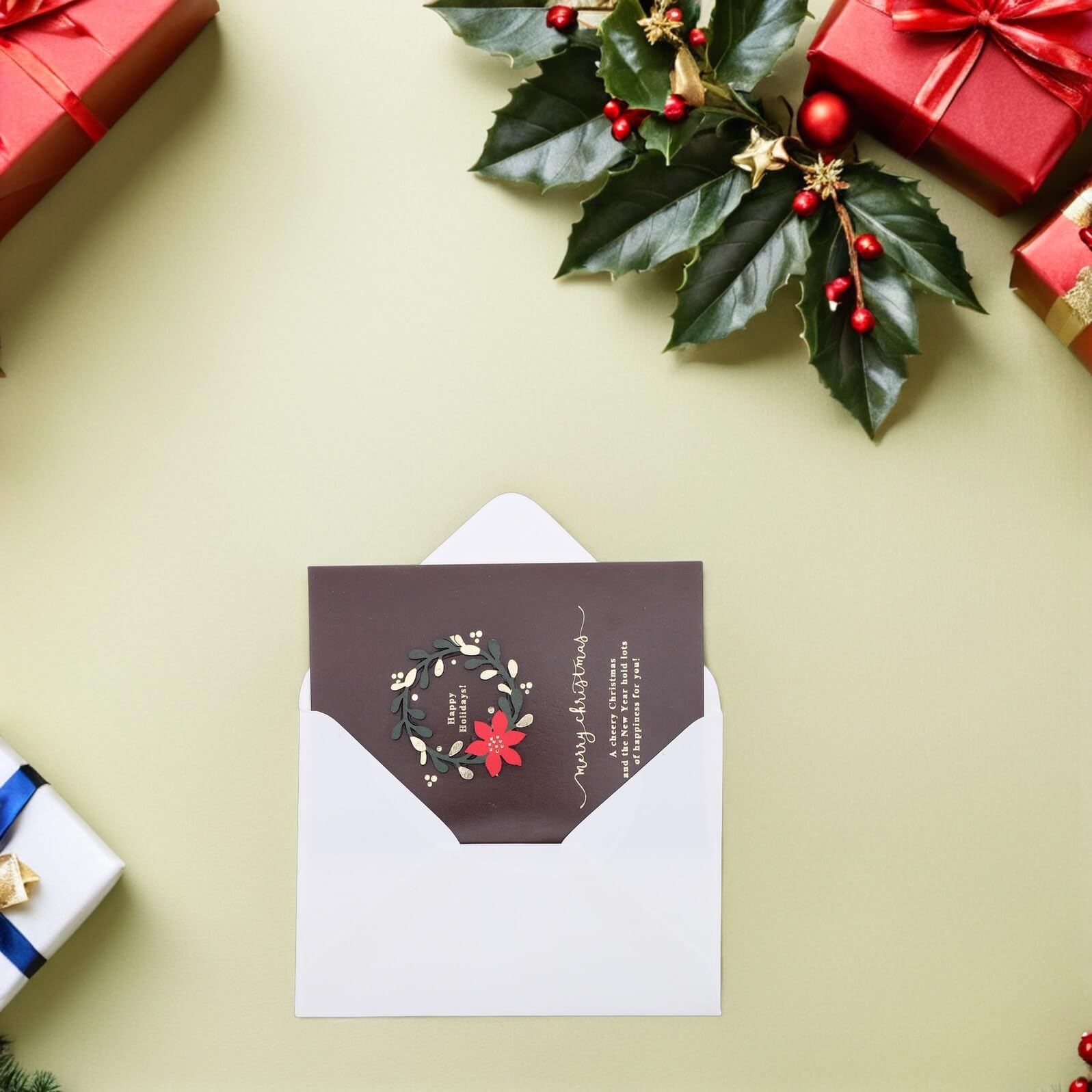 20 Sätze leere Grußkarten Frohe Weihnachtskarten Feiertagsgrußkarten Segenskarten Feiertagskarten Weihnachtsferienkarten Weihnachtsgrußkarte Chritmas -Karten Dark Brown
