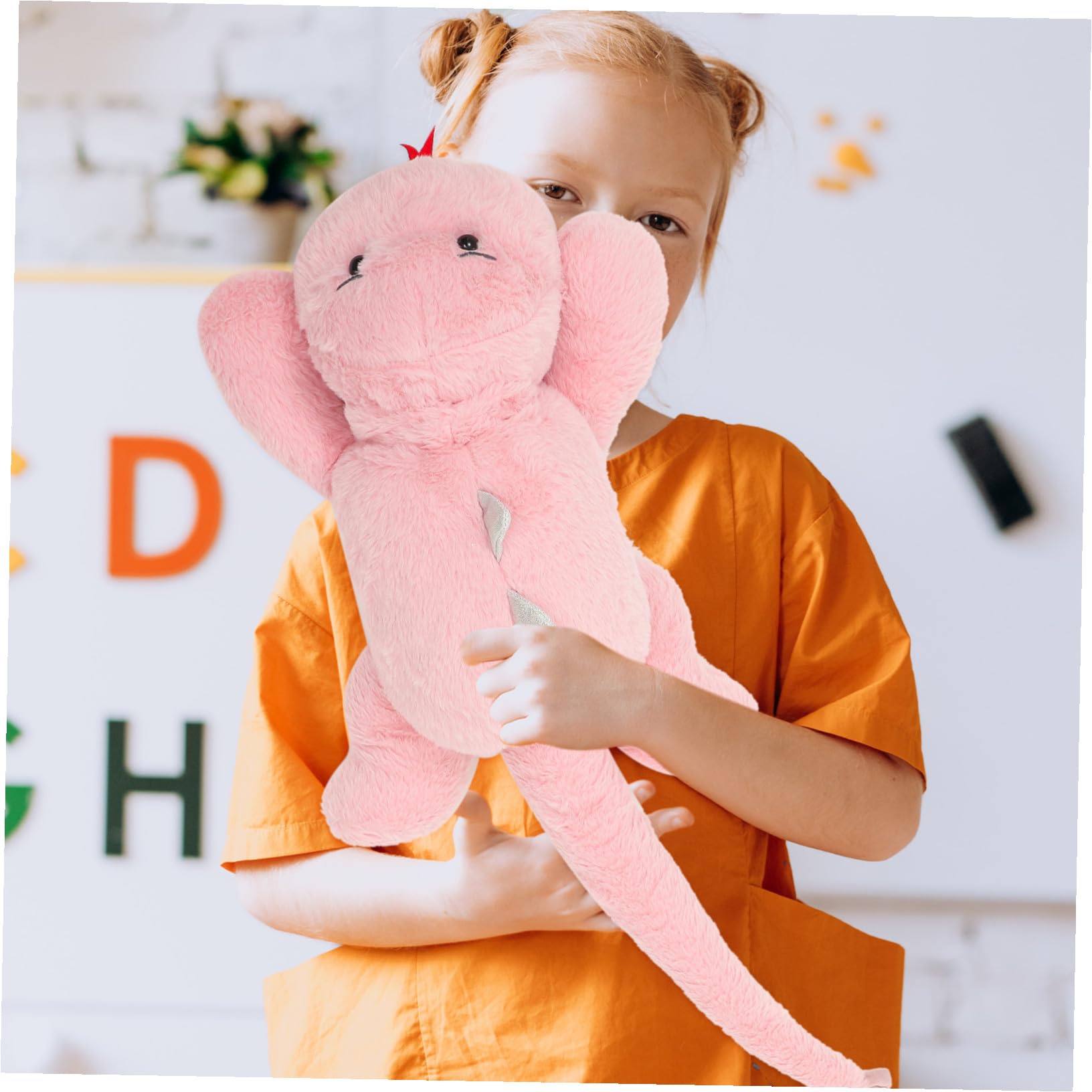 Dinosaurio de Peluche Rosa Flexible, 1 Pieza, Felpa y PP