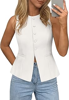 PRETTYGARDEN Womens Vests Top Trendy 2026 Spring Sleeveless Blazer Suit Summer Business Casual Work Button Down Waistcoat OEKO-TEX STANDARD 100